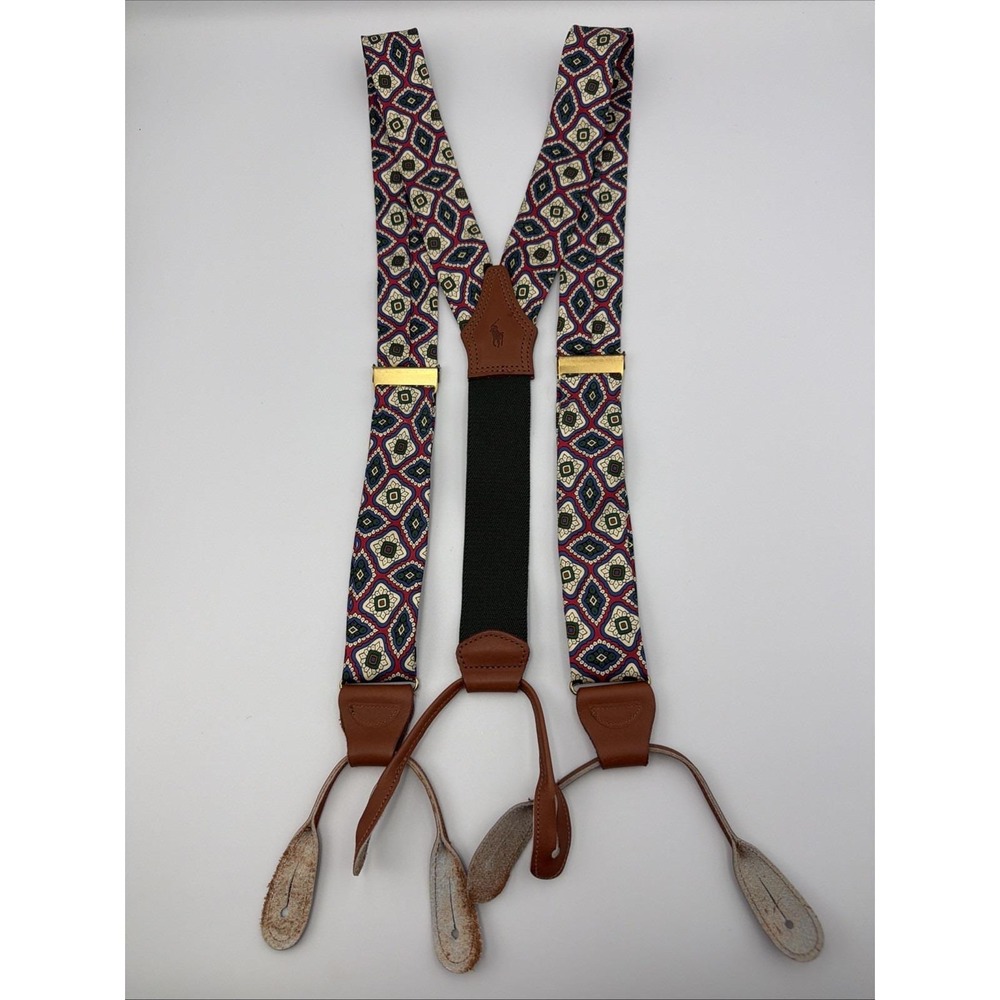 Vtg POLO RALPH LAUREN Men's Silk Suspender Brace Collegiate Americana Collection